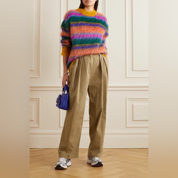 ▫️STAUD
Women's Natural Luisa Pleated Cotton-twill Chino Wide-leg Trousers Pants - Picture 1 of 14